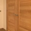 Pair horizontally boarded oak doors curved stile